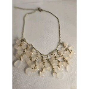 Statement Necklace Frosted Faceted Lucite Teardrop Pendant